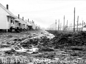 JAN.13/1950-Rear view of some of the new federal government homes on Olive Rd. The federal government will advance funds to pave roads in front of the veteran's homes. (The Windsor Star-FILE)