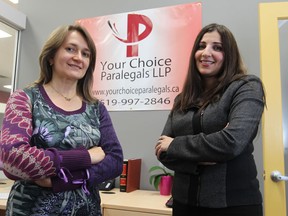 Business partners Svetlana Sevillano, and Amy Osman at their new paralegal firm called Your Choice Paraglegals LLP  at the Downtown Windsor Business Accelerator on Ouellette Avenue in Windsor, Ontario.(JASON KRYK/ The Windsor Star)