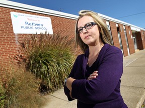 Helen Andrade is photographed outside of the Ruthven Public School near Kingsville on Thursday, October 11, 2012. Andrade is opposed to the possible closure of the school. (TYLER BROWNBRIDGE / The Windsor Star)