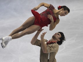 Meagan Duhamel and Eric Radford of Canada compete in the pairs short program during the Skate Canada International figure skating competition at the WFCU Centre in Windsor, Ontario October 26, 2012.  (JASON KRYK/ The Windsor Star)