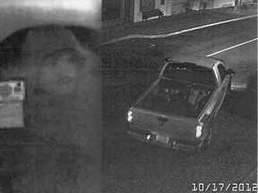 Handout photos from Amherstburg police showing a suspect and the suspect's vehicle in a break and enter. (HANDOUT/The Windsor Star)