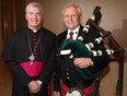 Bishop Bill McGrattan with piper Walter Meixner at Ninth Annual Bishop's Dinner and Centenary Gala supporting and celebrating 100 years of St. Peter's Seminary at the Ciociaro Club of Windsor, Nobember 1, 2012. (NICK BRANCACCIO/The Windsor Star)