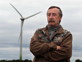 Bill Anderson, 61, lives in an area where wind turbines are located Friday November 2, 2012. Photo was taken one concession to the west of where Anderson lives.   (NICK BRANCACCIO/The Windsor Star)