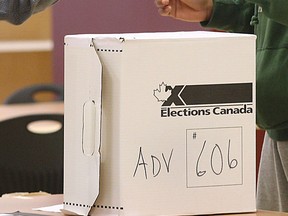 An Elections Canada officer assisting a voter in a Windsor election. (Windsor Star files)