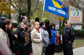 OSSTF members protest at Massey Secondary School Monday November 12, 2012.  (NICK BRANCACCIO/The Windsor Star)