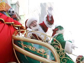 Santa Claus attends the 86th Annual Macy's Thanksgiving Day Parade on November 22, 2012 in New York City.  (Photo by Mike Lawrie/Getty Images)