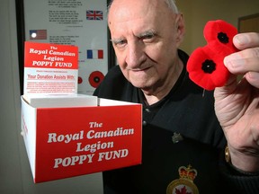 Royal Canadian Legion Metropolitan Branch 594 1st Vice-President  and Poppy Chair Archie Neilson calls the theft of poppies in Leamington a "terrible" act of cowardice, Thursday November 1, 2012. (NICK BRANCACCIO/The Windsor Star)