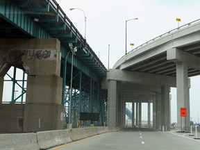 In this file photo, Ambassador Bridge Company is planning to twin the existing bridge with a new span, right. (Windsor Star files)