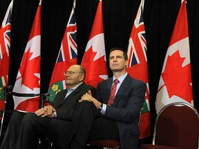 Herb Gray, left, and Premier Dalton McGuinty take part in a press conference at the Ciociaro Club in Windsor, Ont. on Wednesday, November 28, 2012. It was announced that the new parkway will be named after Herb Gray.            (TYLER BROWNBRIDGE / The Windsor Star)
