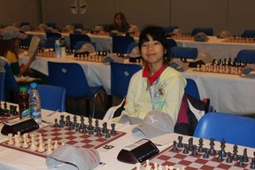 Lily Zhou, 10, at the World Youth Chess Championship in Maribor, Slovenia. (Handout)