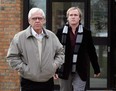 In this file photo, Justin Brodie Timms-Fryer, right, leaves Amherstburg Police Station with his grandfather Bill Fryer on December 13 , 2011.  (NICK BRANCACCIO/The Windsor Star)