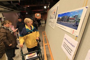 Residents from the University Avenue West area check out plans for a cultural hub development project Tuesday, Nov. 6, 2012, at the former Junction restaurant in Windsor, Ont.  (DAN JANISSE/The Windsor Star)