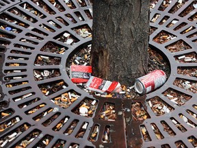 File photo of garbage on the Ouellette Avenue sidewalk on a Sunday morning. (Windsor Star files)