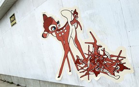 "Self-Regenerating Bambi," a street art piece by Australia-born artist Ben Frost. Posted on the former Home Depot by the Devonshire Mall in Windsor, Ont., November 2012. (Dan Janisse / The Windsor Star)