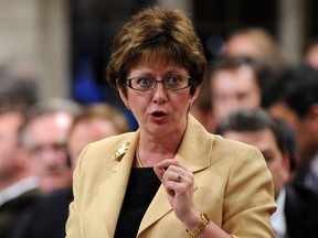 Human Resources Minister Diane Finley a question during Question Period in the House of Commons on Parliament Hill in Ottawa on  June 21, 2012. THE CANADIAN PRESS/Sean Kilpatrick