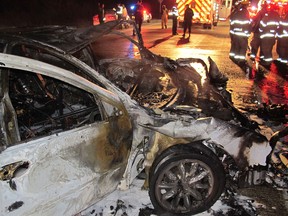 Essex County OPP said emergency crews were called to Highway 3 west of Graham Side Road at around 6:45 p.m. after an eastbound Chrysler Intrepid entered the westbound lane to pass another vehicle and crashed head-on with a westbound Chrysler minivan. Reporter Doug Schmidt took the photos.