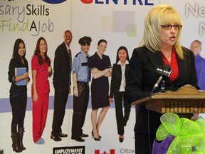 June Muir, CEO of the Unemployed Help Centre speaks at the grand opening of the new Unemployed Help Centre in WIndsor on Friday, November 16, 2012.              (TYLER BROWNBRIDGE / The Windsor Star)