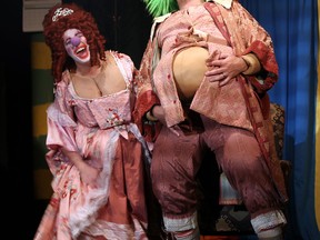 Fay Lynn, playing Queen Fudgie, and Dean Valentino, as King Fat Boy, in the Korda Productions of Fat Boy. The story is by John Clancy and is a political satire with elements of greed, lust and gluttony. (NICK BRANCACCIO / The Windsor Star)