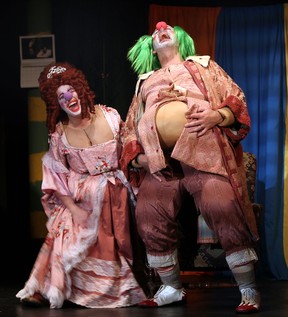 Fay Lynn, playing Queen Fudgie, and Dean Valentino, as King Fat Boy, in the Korda Productions of Fat Boy. The story is by John Clancy and is a political satire with elements of greed, lust and gluttony. (NICK BRANCACCIO / The Windsor Star)