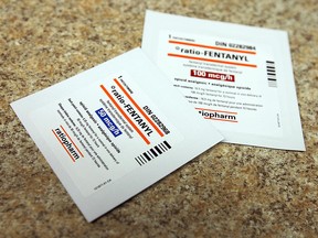 Packets containing fentanyl patches are shown at a downtown Windsor pharmacy on Nov. 14, 2012. (Tyler Brownbridge / The Windsor Star)