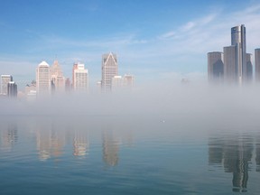 A patch of fog rolls across the Detroit Skyline, Monday, Nov. 19, 2012.  (DAX MELMER/The Windsor Star)