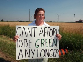 File photo: Colette McLean protests outside the Harrow Wind Farm in Essex, Ont., on June 25, 2010.(JASON KRYK/ THE WINDSOR STAR)