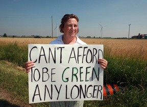 File photo: Colette McLean protests outside the Harrow Wind Farm in Essex, Ont., on June 25, 2010.(JASON KRYK/ THE WINDSOR STAR)