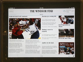 The Windsor Star app on the iPad.