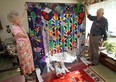 Betty Ives and her husband Albert show off some of Betty’s quilts and quilting supplies at her home. (TYLER BROWNBRIDGE / The Windsor Star)