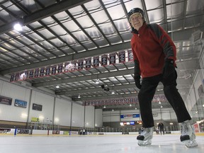 Robert Armstrong, 79, skates recently at the WFCU Centre in Windsor. A regular group of seniors skate together to stay fit and maintain a healthy lifestyle. (DAN JANISSE / The Windsor Star)