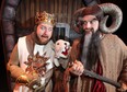 Ryan Turgeon, left, plays King Arthur and Jim Reid plays Tim the Enchanter along with the Killer Rabbit in Windsor Light Opera’s production of Monty Python’s Spamalot at St. Clair Centre for the Arts. (NICK BRANCACCIO / The Windsor Star)