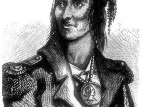 Chief Tecumseh is portrayed in this 1865 lithograph. (Handout)