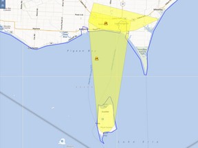 The Hydro One storm center map showing the power outage in Leamington on Nov. 2, 2012. (HANDOUT/The Windsor Star)