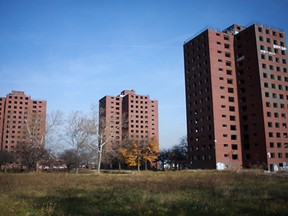 The vacant Brewster-Douglass Housing Project in the Brush Park neighbourhood of Detroit is pictured, Thursday, Nov. 15, 2012.  Mayor Dave Bing announced the projects will be demolished starting as early as next year with the help of a federal grant worth $6.5 million.  (DAX MELMER/The Windsor Star)