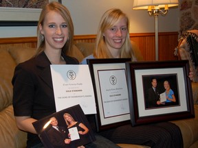 Evan Puddy, left, and Angela Robertson display their Duke of Edinburgh awards, which they received from His Royal Highness Prince Edward the Earl of Wessex at a ceremony in Toronto in September. (The Windsor Star/ Julie Kotsis)