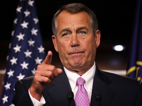 U.S. Speaker of the House Rep. John Boehner (R-OH) takes questions during a news conference November 30, 2012 on Capitol Hill in Washington, DC. Boehner was responding to President Barack Obama on the fiscal cliff issue saying "There is a stalemate. Let's not kid ourselves."  (Alex Wong/Getty Images)