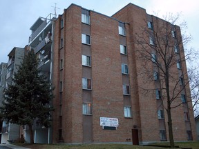 A man sustained serious injuries Friday evening after falling four storeys from this apartment building at 3440 Peter Street, pictured here, Sunday, Dec. 16, 2012.  (DAX MELMER/The Windsor Star)