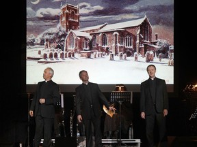 The Priests, Rev. Eugene O'Hagan, left,  Rev. Martin O'Hagan and Rev. David Delargy perform at the WFCU Centre on Friday, Dec. 7, 2012 in Windsor. (JASON KRYK/ The Windsor Star)