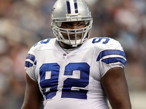 Josh Brent of the Dallas Cowboys was arrested early Saturday morning and charged with 'intoxication manslaughter' after a car accident in which teammate Jerry Brown was killed. (Photo by Ronald Martinez/Getty Images)