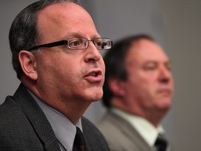 Files: Windsor-Essex District Catholic School Board executive superintendent of business Mario Iatonna, left, and director of education Paul Picard, right, during a press conference at the board office May 17, 2011, in Windsor. (Windsor Star files)