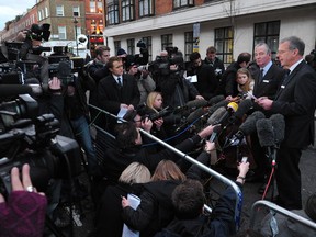 John Lofthouse , the Chief Executive of King Edward VII's hospital delivers a statement to the media outside the hospital following the death of a nurse who took a hoax call concerning the Duchess of Cambridge's treatment on December 7, 2012 in London, England. The nurse, named as Jacintha Saldanha, was one of two hospital staff who were responsible for inadvertently revealing details of the pregnant duchess's medical condition to two Australian DJs.  (Photo by Oli Scarff/Getty Images)