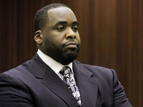 Former Detroit Mayor Kwame Kilpatrick appears in Wayne County Circuit Court for his sentencing October 28, 2008 in Detroit (Getty Images files)