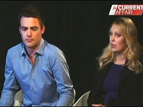 In this image made off video footage recorded Monday, Dec. 10, 2012 and aired later in the day by Australia's Channel Seven, Australian radio DJs Michael Christian, left, and Mel Greig appear during an interview with the TV station. (AP Photo/ Channel Nine)