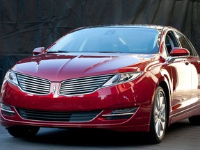 The Lincoln MKZ is shown Dec. 3, 2012 in New York. It is the first of seven new or revamped Lincolns that will go on sale by 2015. (AP Photo/Mark Lennihan)