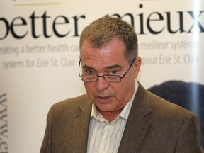 Former MPP Dave Cooke, board chair of the Erie St.Clair LHIN speaks at a news conference on Oct. 26, 2012, in Windsor. (DAN JANISSE/The Windsor Star)