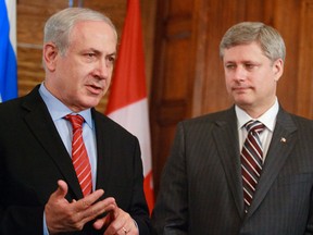 Prime Minister Stephen Harper, right, andand Israeli Prime Minister Benjamin Netanyahu in 2010. (Getty Images files)
