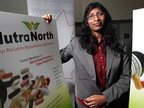 Sunitha Dida, vice-president and co-founder of NutraNorth, was officially welcomed by the WindsorEssex Economic Development Corporation during a media conference at the Giovanna Caboto Club of Windsor on Dec. 12, 2012. (NICK BRANCACCIO/The Windsor Star)