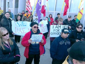 First Nations protesters protest against Bill C-45 outside The Windsor Star on Dec. 13, 2012. (Nick Brancaccio/The Windsor Star)