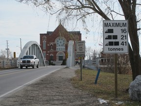 The county posted weight limits for trucks for travelling over the River Canard Bridge in Amherstburg. (Monica Wolfson/The Windsor Star)