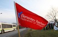 The flag of the Elementary Teachers' Federation of Ontario flies in front of Southwood Public School in Windsor, Ont. on Dec. 18, 2012. (Dan Janisse / The Windsor Star)